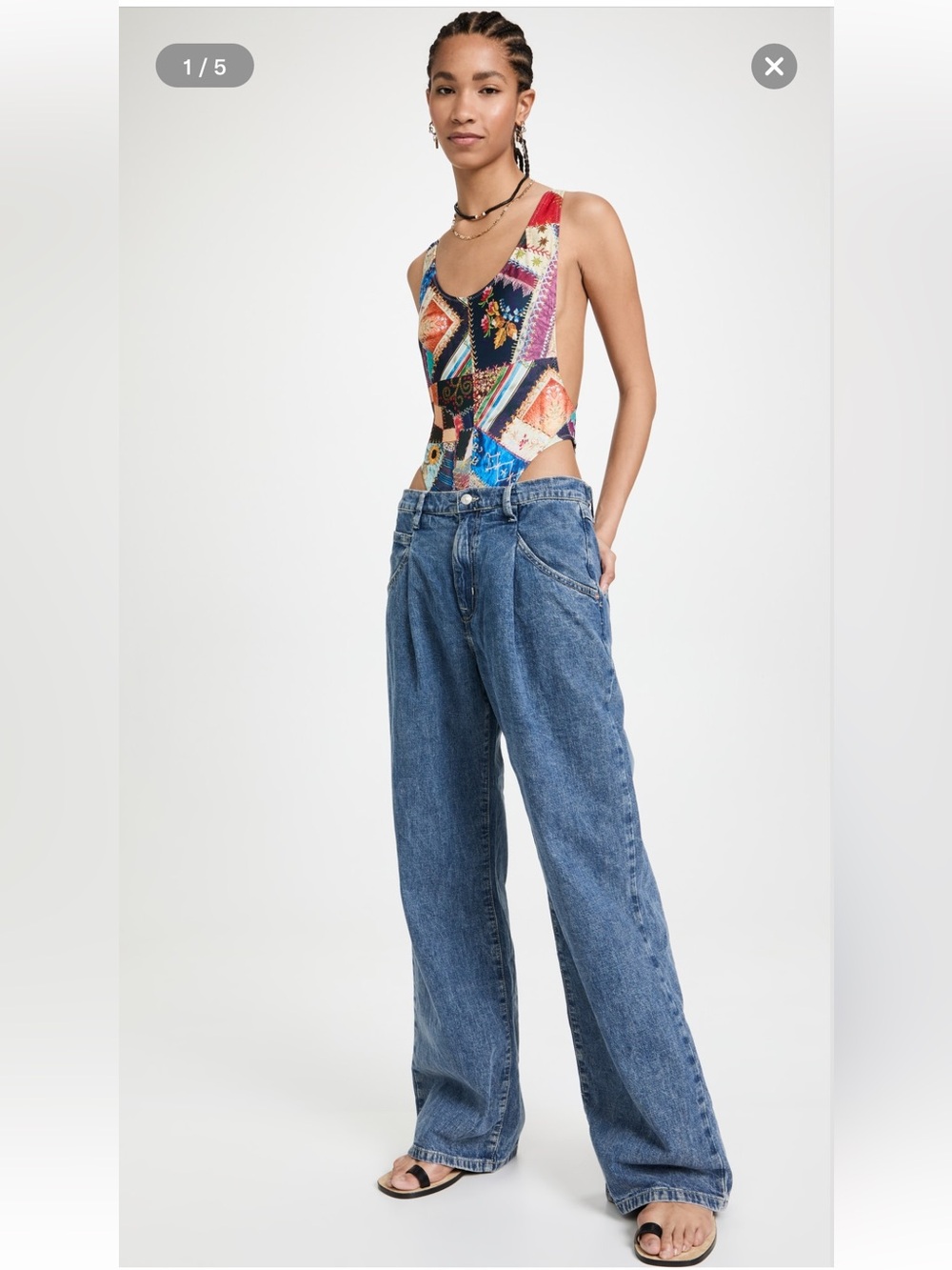 Free People We The Free Luca Super Slouch Jeans Pleated Size 32 Cotton